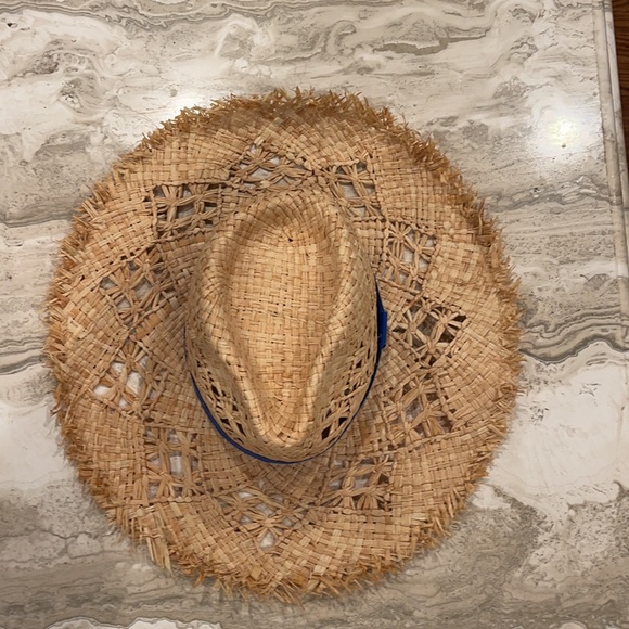 Rag & Bone straw hat with blue ribbon! NWOT - Picture 3 of 11